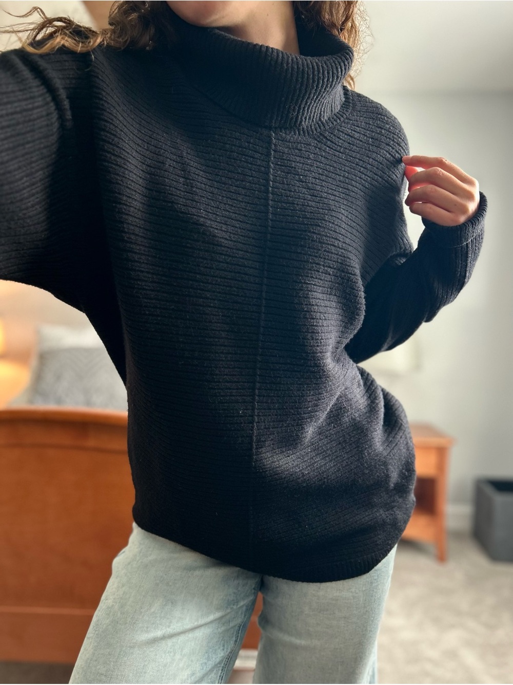 Cyrus Black Ribbed Turtleneck Sweater
